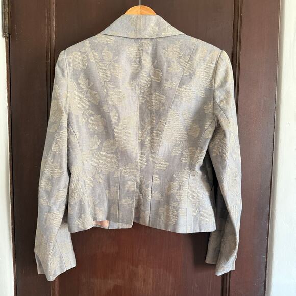 J. PETERMAN | Women's Linen Jacquard Single Button Evening Jacket Blazer Size 8 - Picture 2 of 7